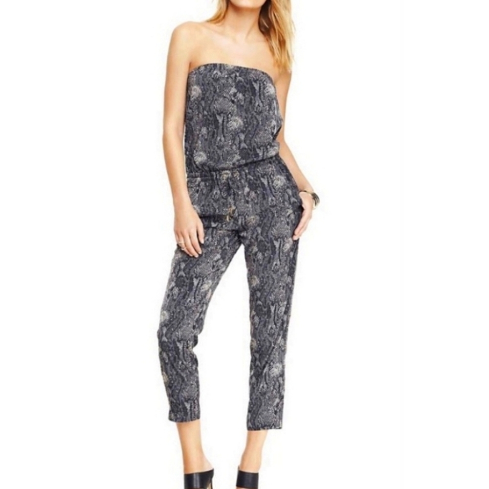 Express Strapless Snake Skin Printed Jumpsuit Med